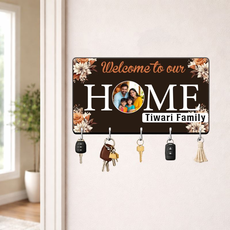 Personalised Family Welcome Key Holder with 5 Hooks